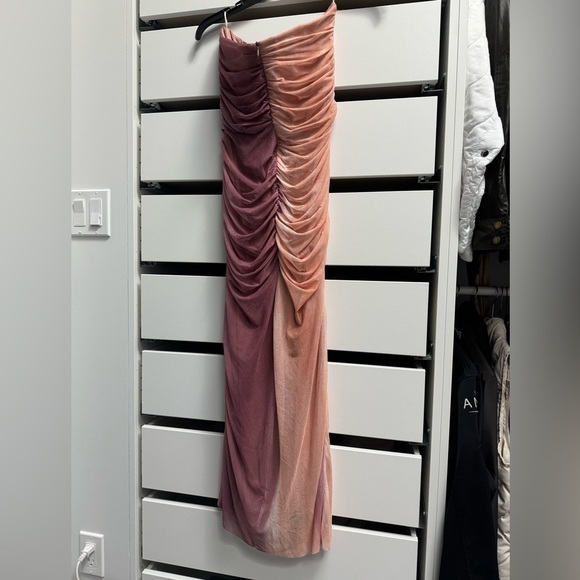 ZARA Sleeveless Split Tone Tie Dye Pink Coral Tulle Dress NWT Size Large - Picture 14 of 16